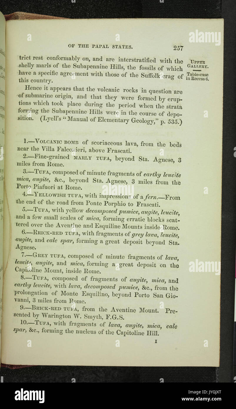 Un catalogue descriptif de la roche de spécimens dans le musée de géologie pratique (page 257) BHL34345115 Banque D'Images