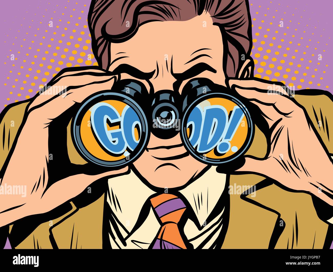 Bon Businessman looking through binoculars Illustration de Vecteur