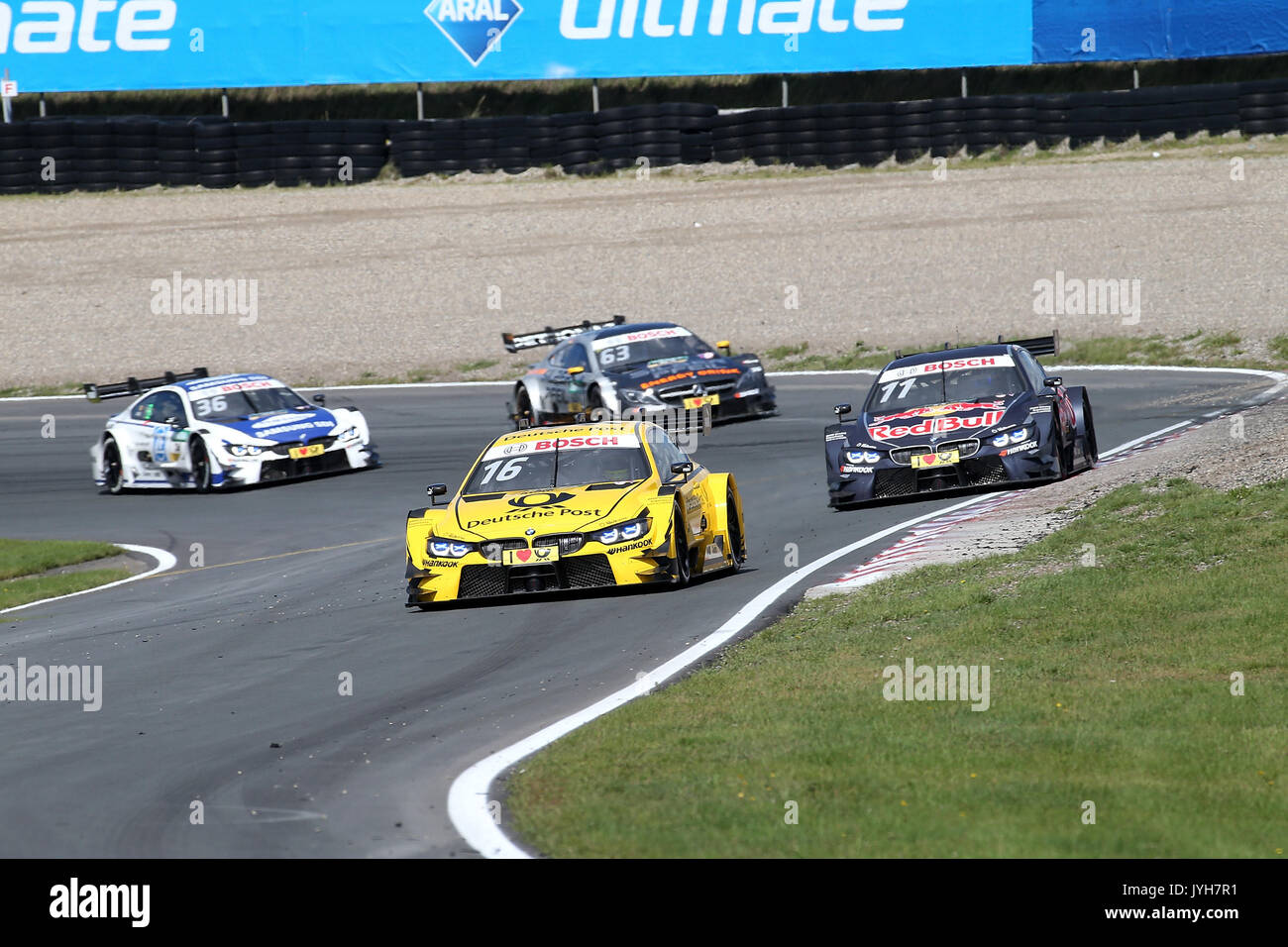 19.08.2017, le circuit zandvoort, Zandvoort, dtm 2017, 11.lauf zandvoort, Zandvoort, Pays-Bas. 20e août, 2017. , Im bild Timo Glock (deu# 16) bmw team rmr, la Deutsche Post bmw m4 dtm , marco wittmann (deu# 11) bmw team rmg, red bull bmw m4 dtm , Maro Engel (deu# 63) mercedes-amg motorsport silberpfeil énergie, mercedes-amg c 63 silberpfeil dtm énergie , Maxime Martin (bel# 36) bmw team rbm, samsung bmw m4 dtm photo : Cronos/hasan bratic crédit : Cronos/Alamy live news Banque D'Images