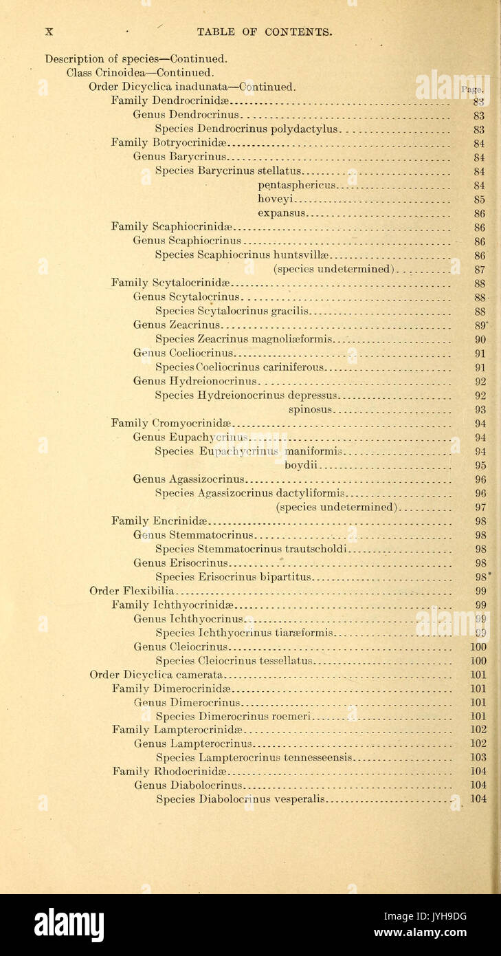 Une synthèse critique de l'Troosts manuscrit non publié sur les crinoïdes du Tennessee BHL44716565 Banque D'Images