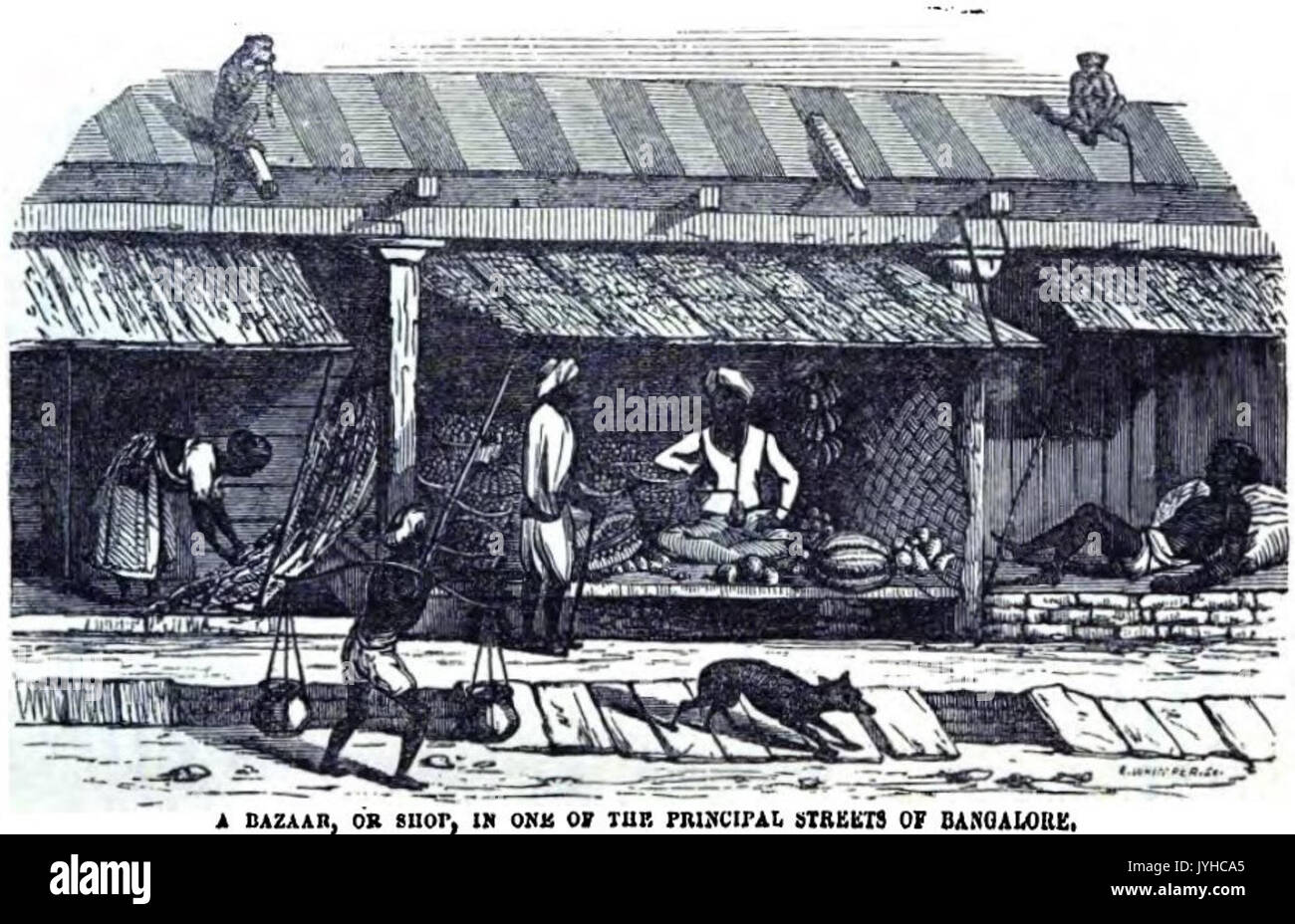 Un Bazar, ou boutique, sur l'une des principales rues de Bangalore (p.97, 1856) Copie Banque D'Images