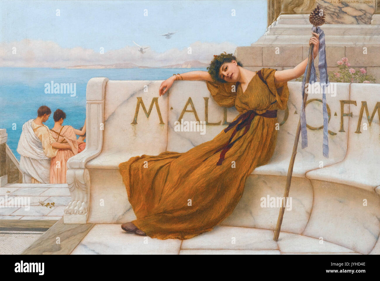 Une prêtresse de Bacchus, de John William Godward Banque D'Images