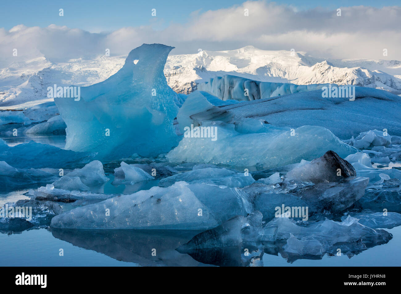 Les icebergs Jokulsarlon Glacier Lagoon, l'Est de l'Islande, de l'Europe Banque D'Images