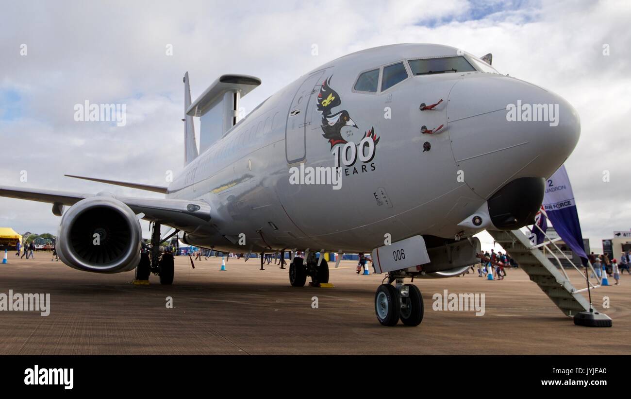 E-7A Wedetail de la Royal Australian Air Force en exposition statique au Royal International Air Tattoo 2017 Banque D'Images