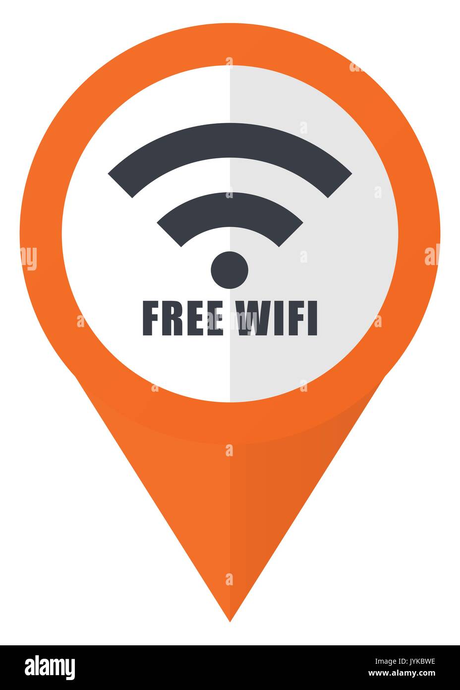 Connexion Wi-Fi gratuite pointeur orange dans l'icône vecteur eps 10 isolé sur fond blanc. Illustration de Vecteur