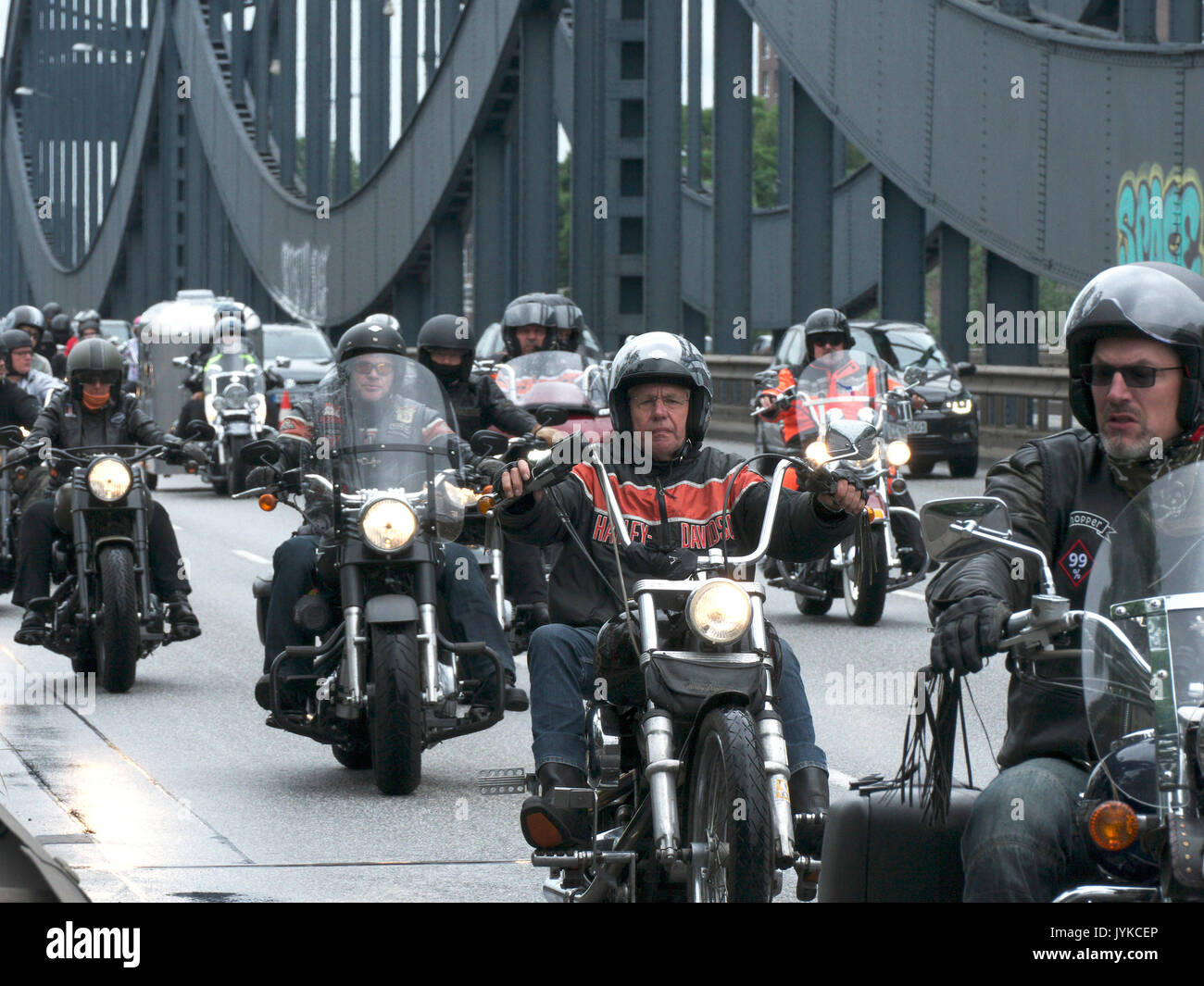 Hambourg Harley Days Biker-City-événement moto grand défilé motorbiker Allemagne Banque D'Images