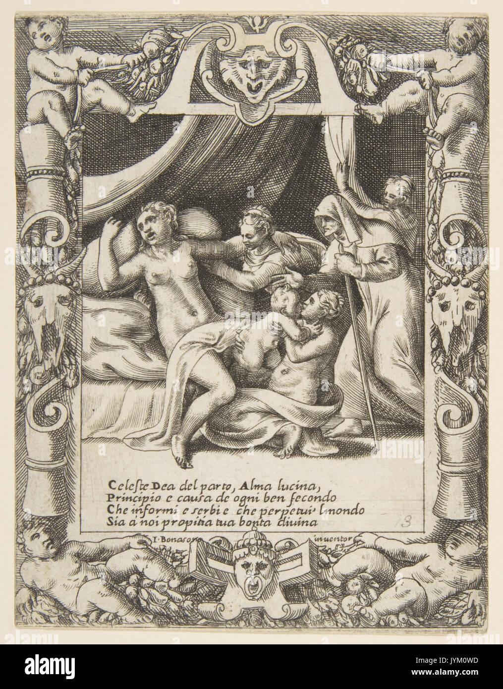 Une femme en travail d'implorer l'aide de Lucine situé dans un cartouche décoratif, de l 'aime, colère et jalousie de Junon' RENCONTRE DP812644 Banque D'Images