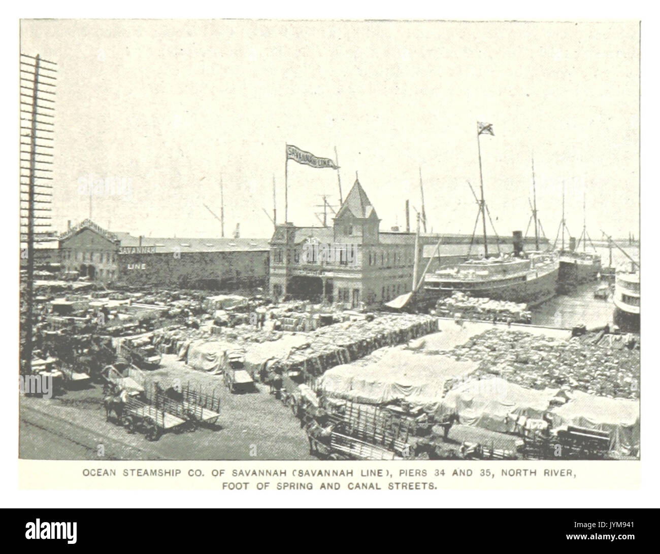 (King1893NYC) pg101 Ocean Steamship Co. de Savannah, PIERS 34 et 35, NORTH RIVER Banque D'Images