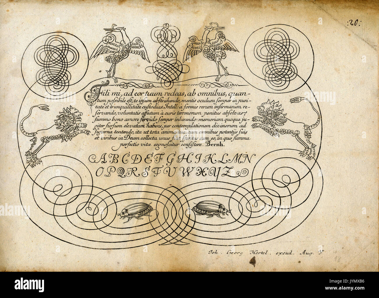 Ecriture - dimensions par Johann Georg Hertel - éditeur et graveur allemand, 1700 - 1775, Augsburg, Allemagne Banque D'Images