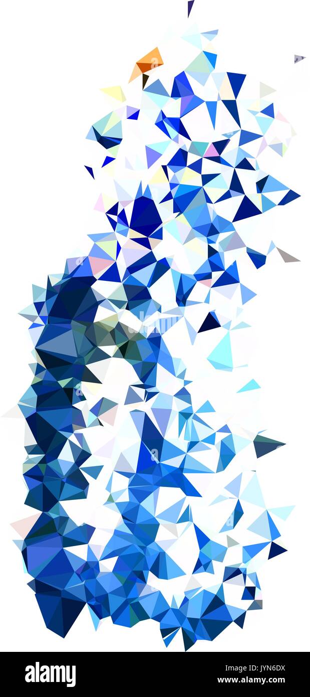 Abstract color splash forme. Arrière-plan géométrique triangulé poly bas, bleu profond de nuances. Isolé sur blanc. Pour votre conception. Illustration de Vecteur