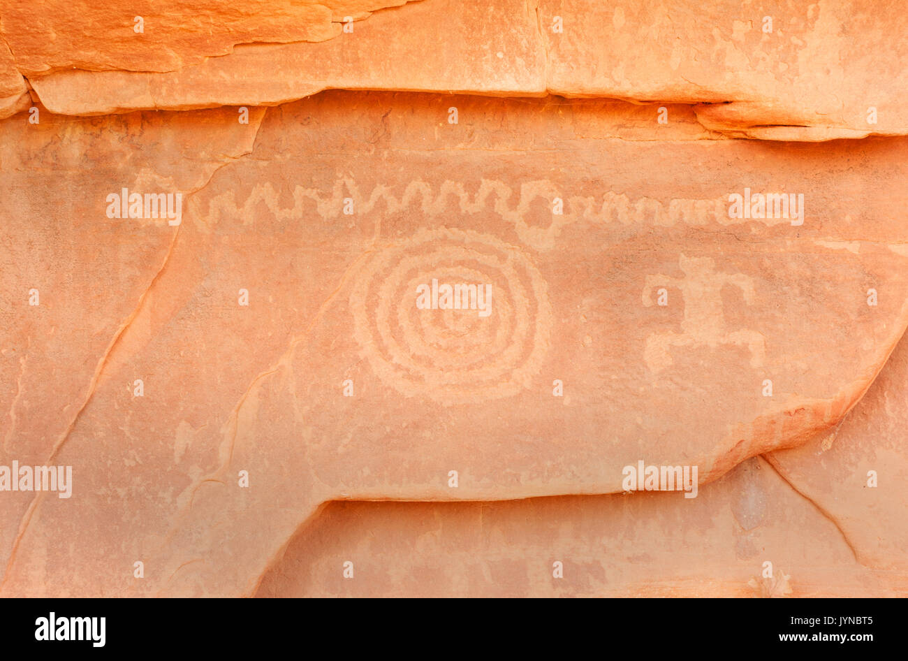 Amérique du Nord ; United States ; Utah ; Zion National Park, déserts, l'art autochtone ; ou Pre-Puebloan Pétroglyphes Anasazi ; ; Banque D'Images
