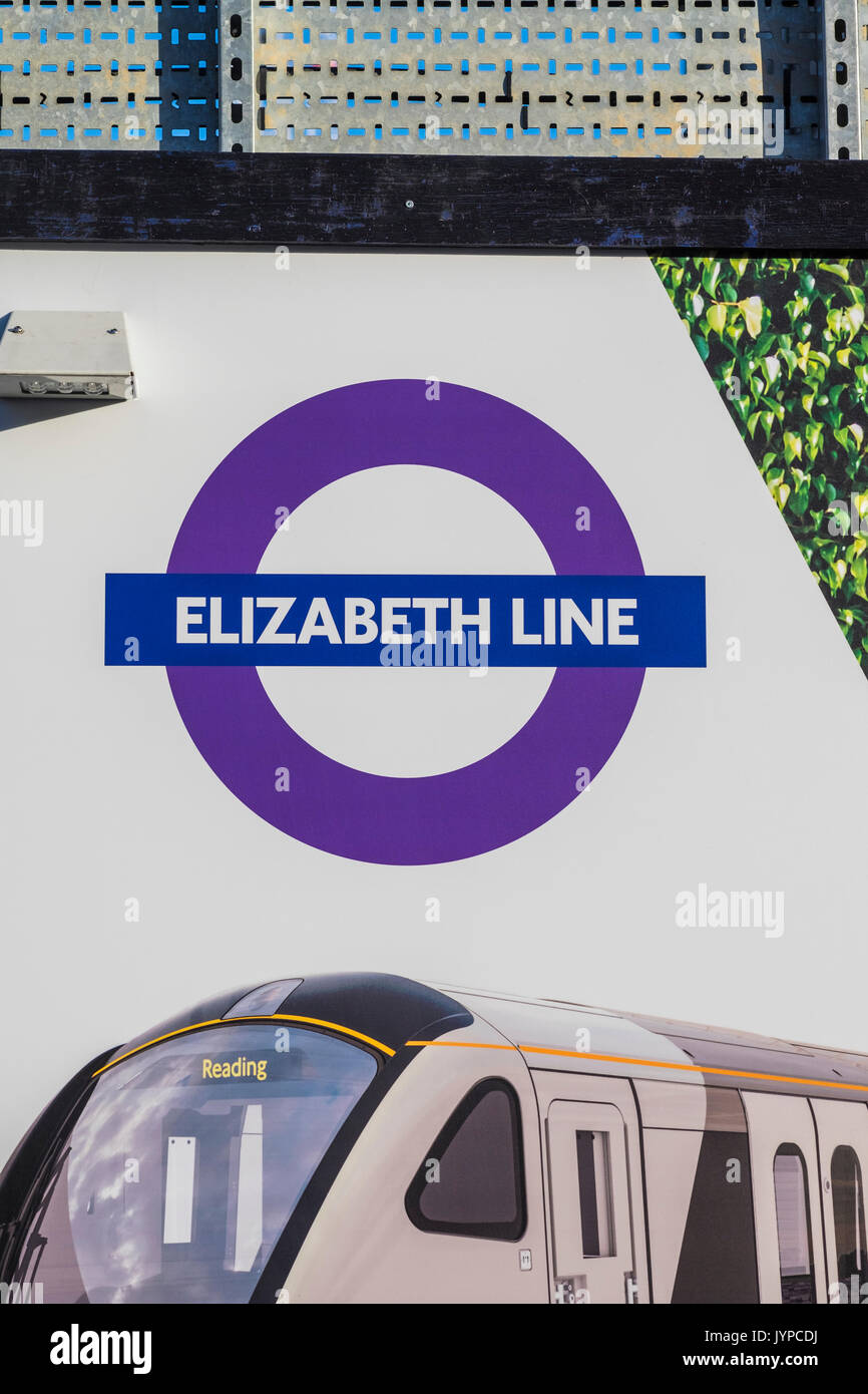 Nouvelle carte d'affichage ligne Elizabeth à l'extérieur de la gare de Paddington, Londres, Angleterre, Royaume-Uni Banque D'Images