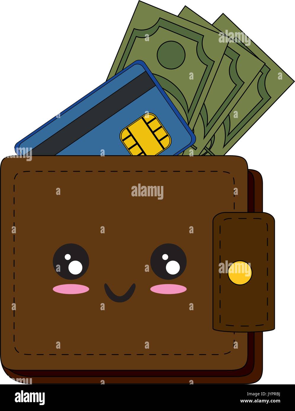 Porte-monnaie kawaii avec l'icône d'argent sur fond blanc vector  illustration Image Vectorielle Stock - Alamy