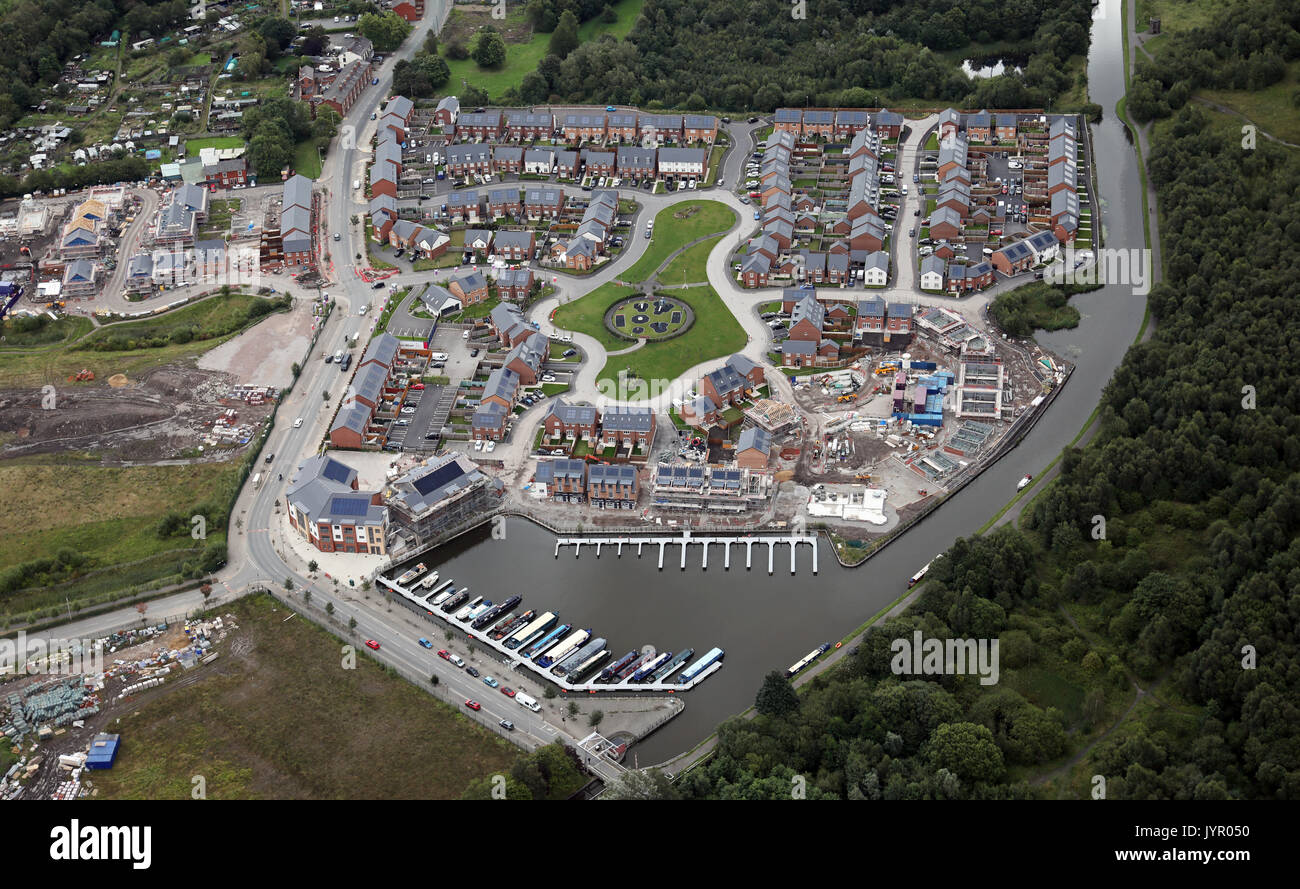 Vue aérienne de nouvelles constructions, Leigh, Lancashire, UK Banque D'Images