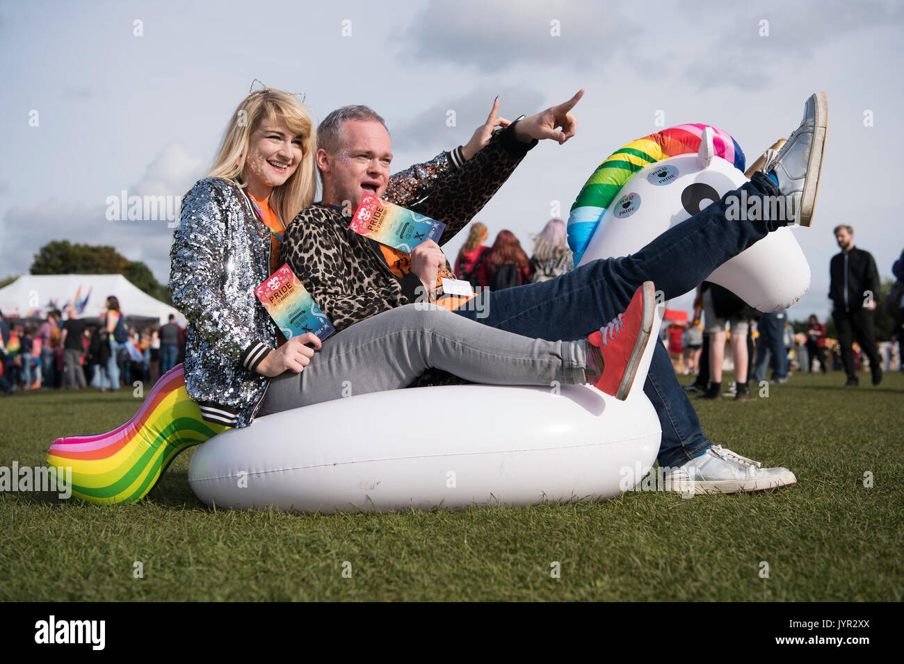 Louise Riley et Samuel Subvention du Polo Club de Glasgow à Glasgow Green pendant la semaine du festival de Glasgow fierté. Banque D'Images