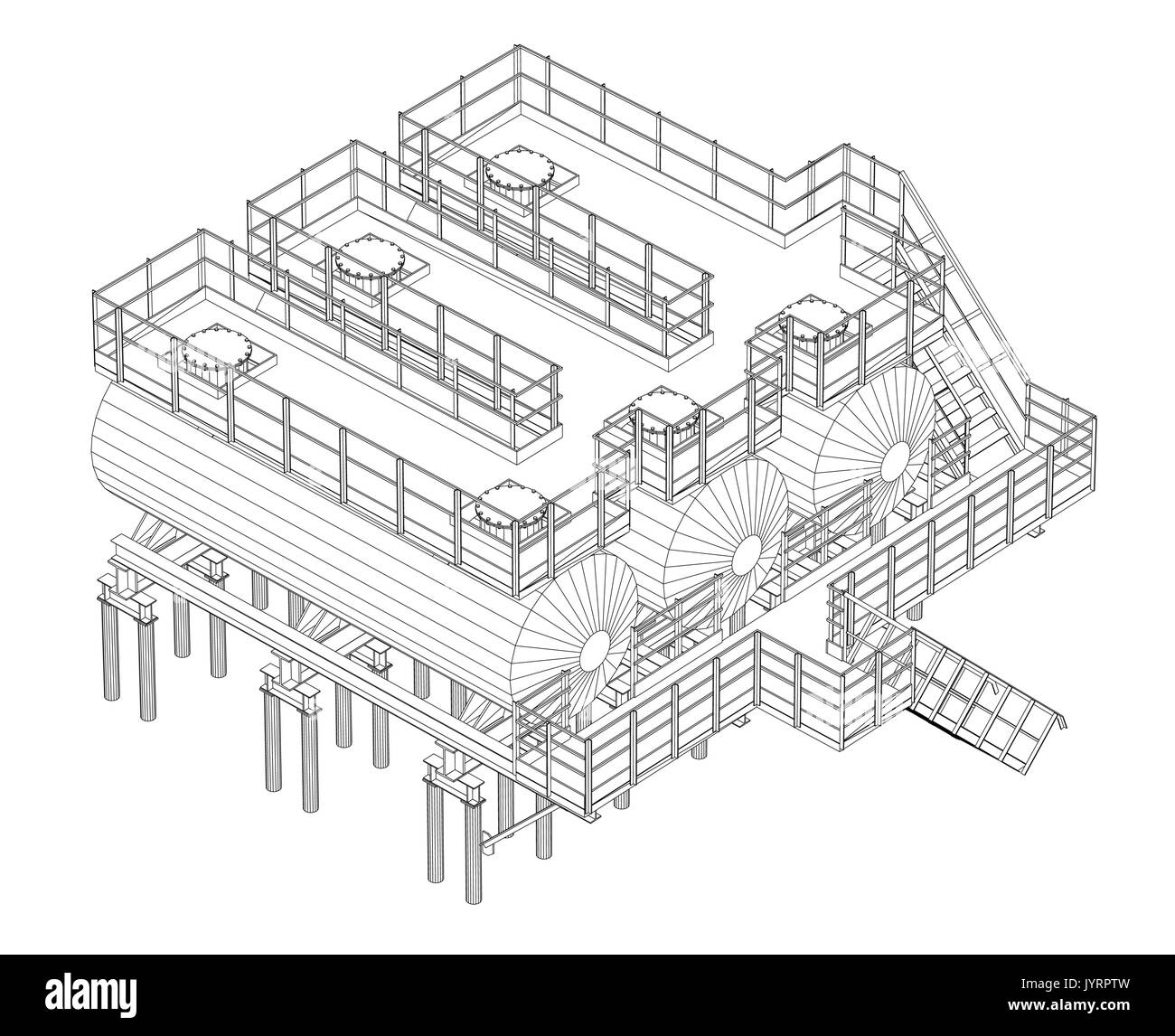 L'équipement industriel. Style fil de fer Illustration de Vecteur