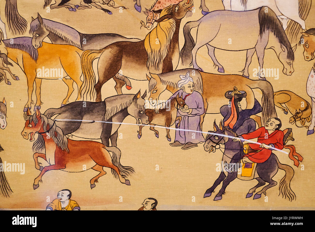 La Mongolie, Oulan-Bator, Musée d'amendes Arts, la peinture nommé un jour de la Mongolie Banque D'Images