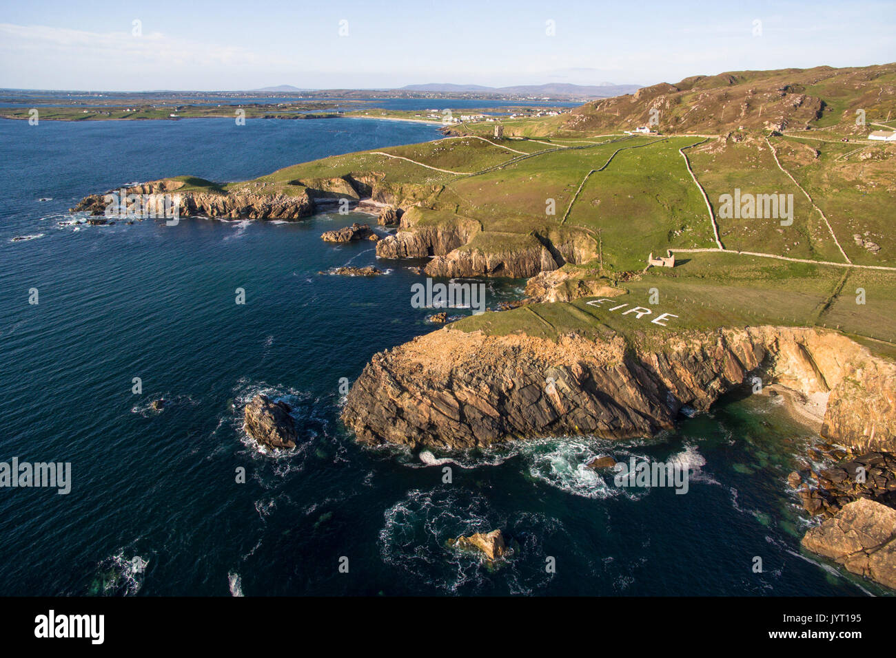 Crohy Head, comté de Donegal, région de l'Ulster, l'Irlande, l'Europe. Vue aérienne sur la côte et la mer. Banque D'Images