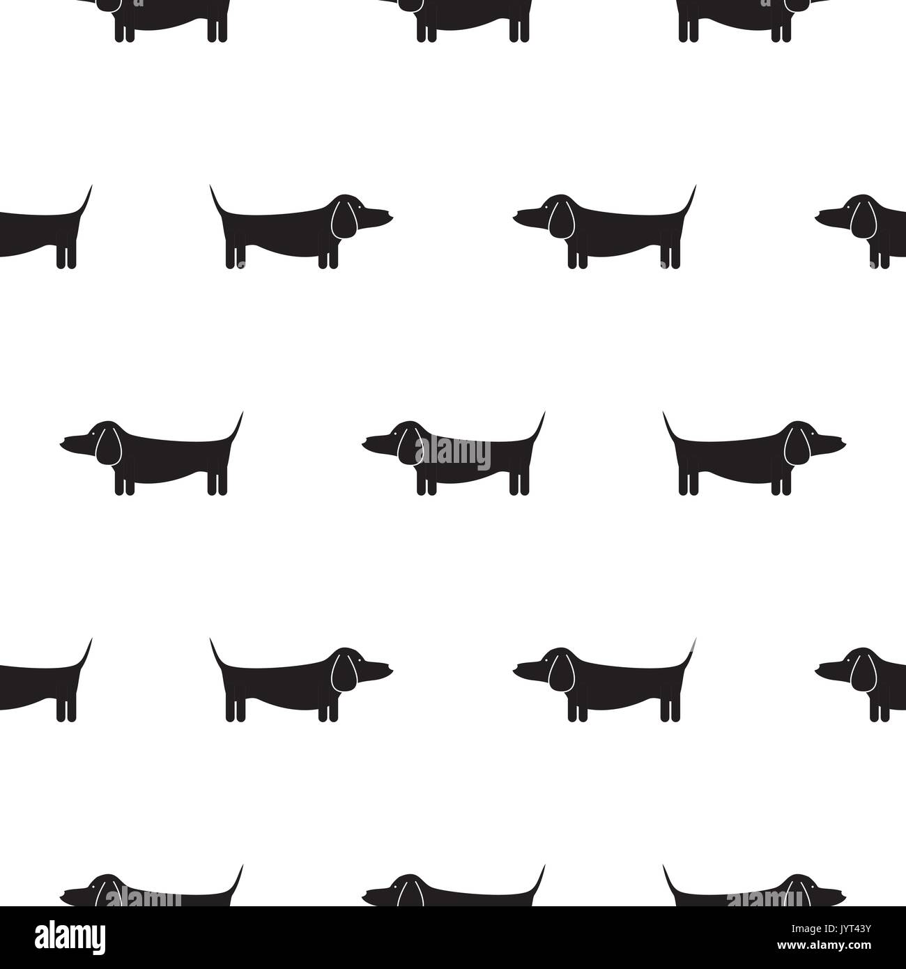 Dachshund dog silhouette vecteur transparente motif monochrome. Illustration de Vecteur