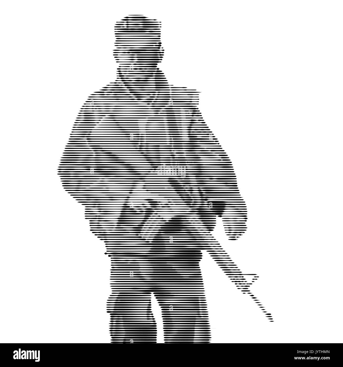 Gravure monochrome un soldat arme holding, Vector Illustration style moderne sur fond blanc Illustration de Vecteur