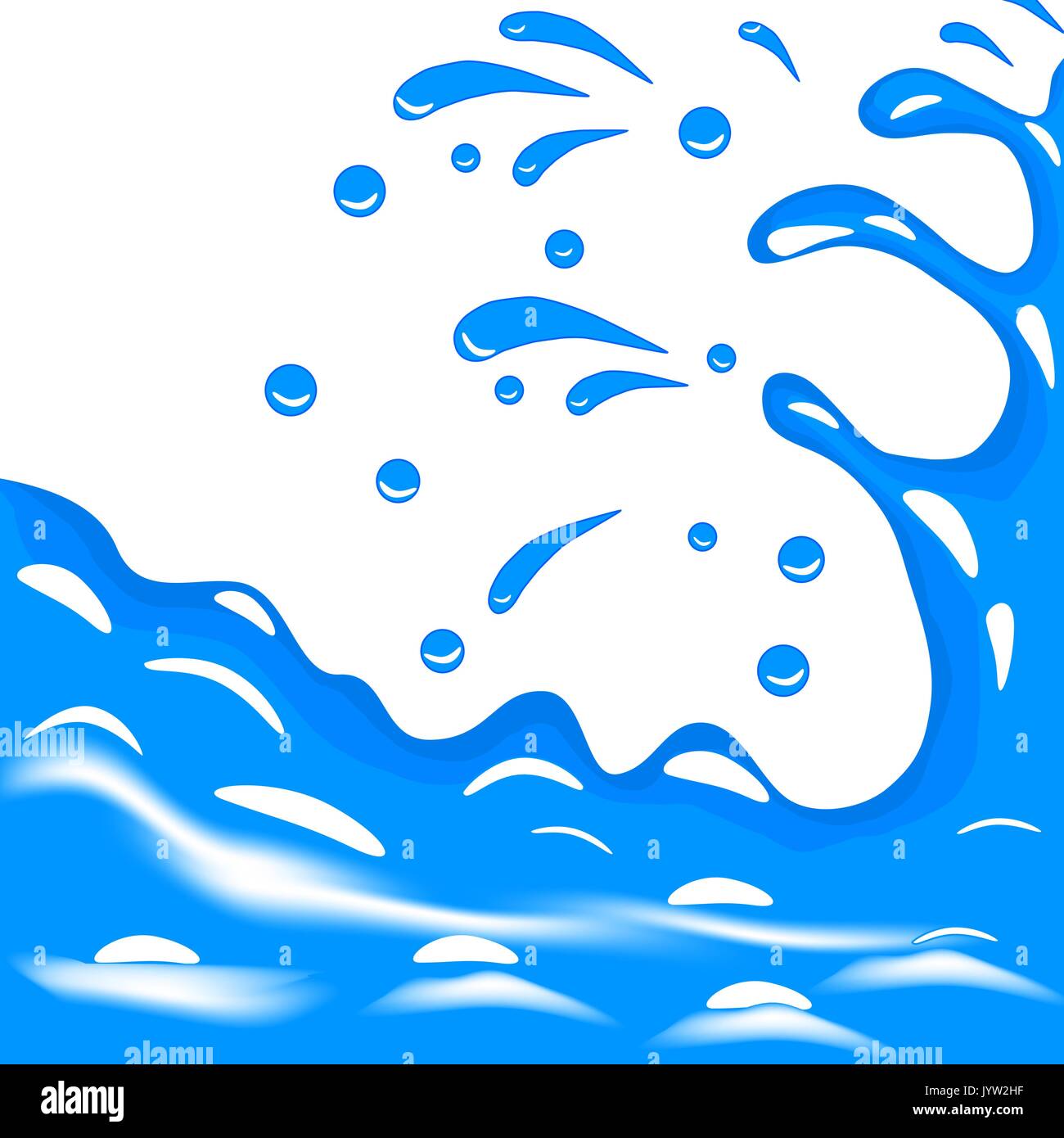 Illustration d'un splash d'eau bleu sur fond blanc Illustration de Vecteur