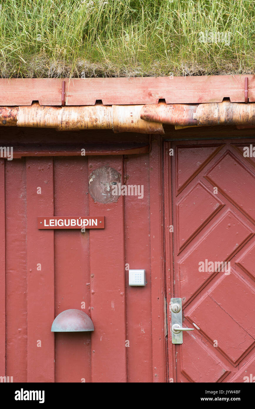 Torshavn, Stremnoy island, îles Féroé, Danemark. Détails de l'anciennes maisons typiques dans le port. Banque D'Images