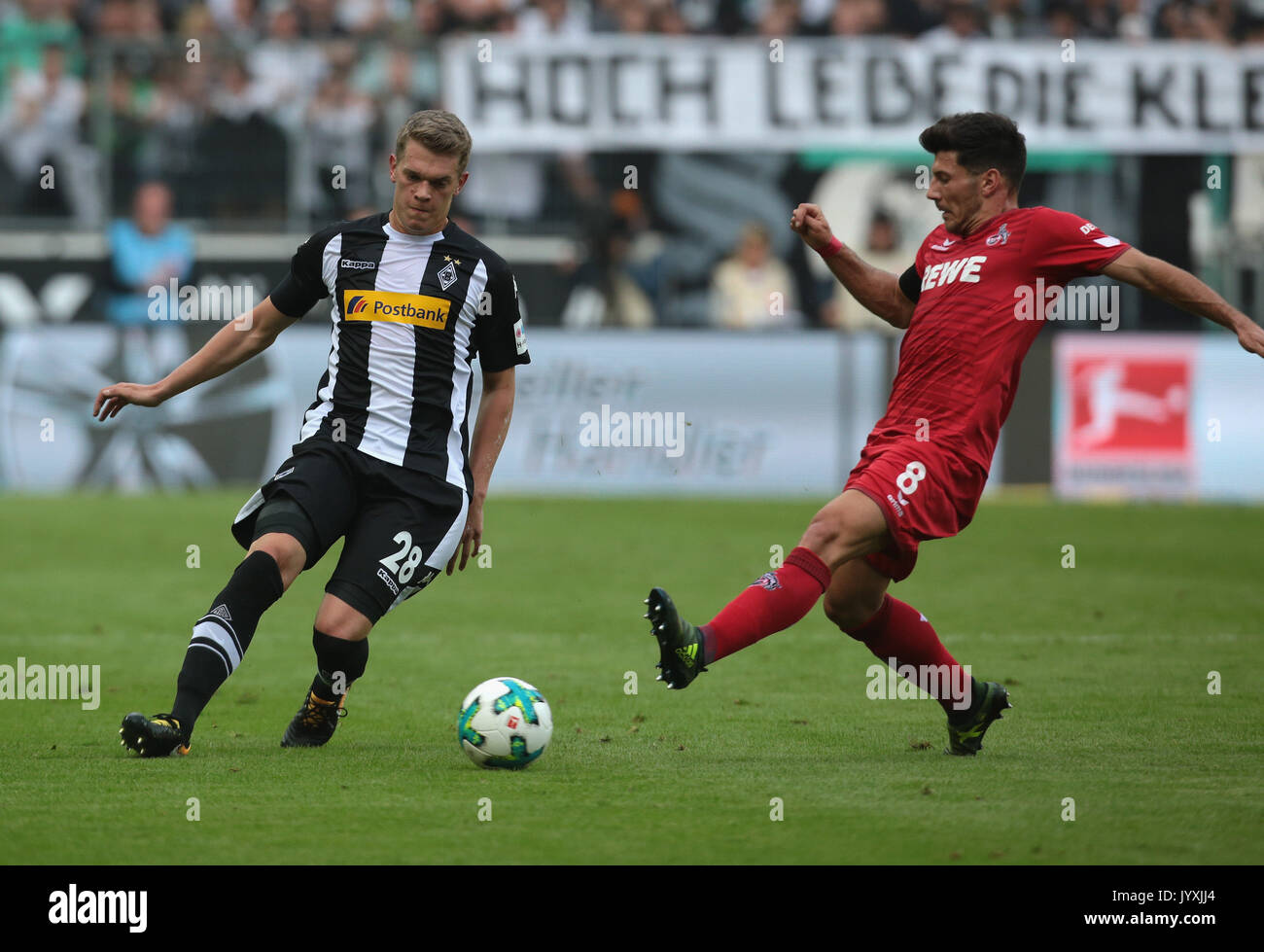 Moenchengladbach, Allemagne. 20e Août, 2017. Journée 1 Bundesliga Borussia Moenchengladbach, vs 1. FC Koeln : lutte contre Matthias Ginter, Moenchengladbach (L) vs Milos Jojic (Koeln). Credit : Juergen Schwarz/Alamy Live News Banque D'Images