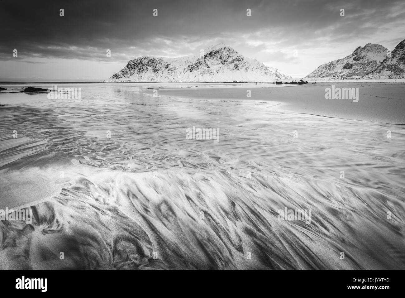 Skagsanden Beach, l'île de Lofoten, Norvège Banque D'Images