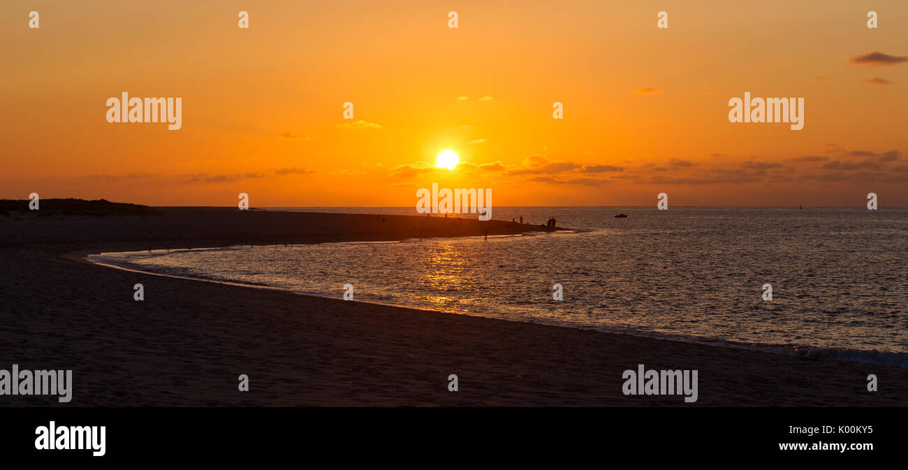 Coucher du soleil sur la plage d'Ellenbogen - Sylt, Allemagne Banque D'Images