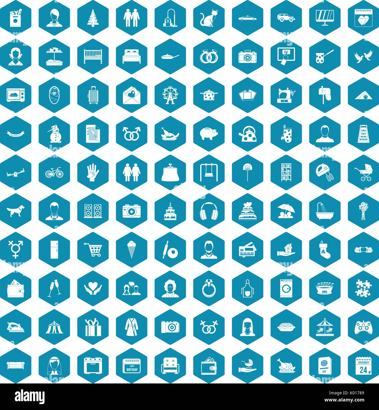 100 icônes de la famille violet sapphirine Illustration de Vecteur