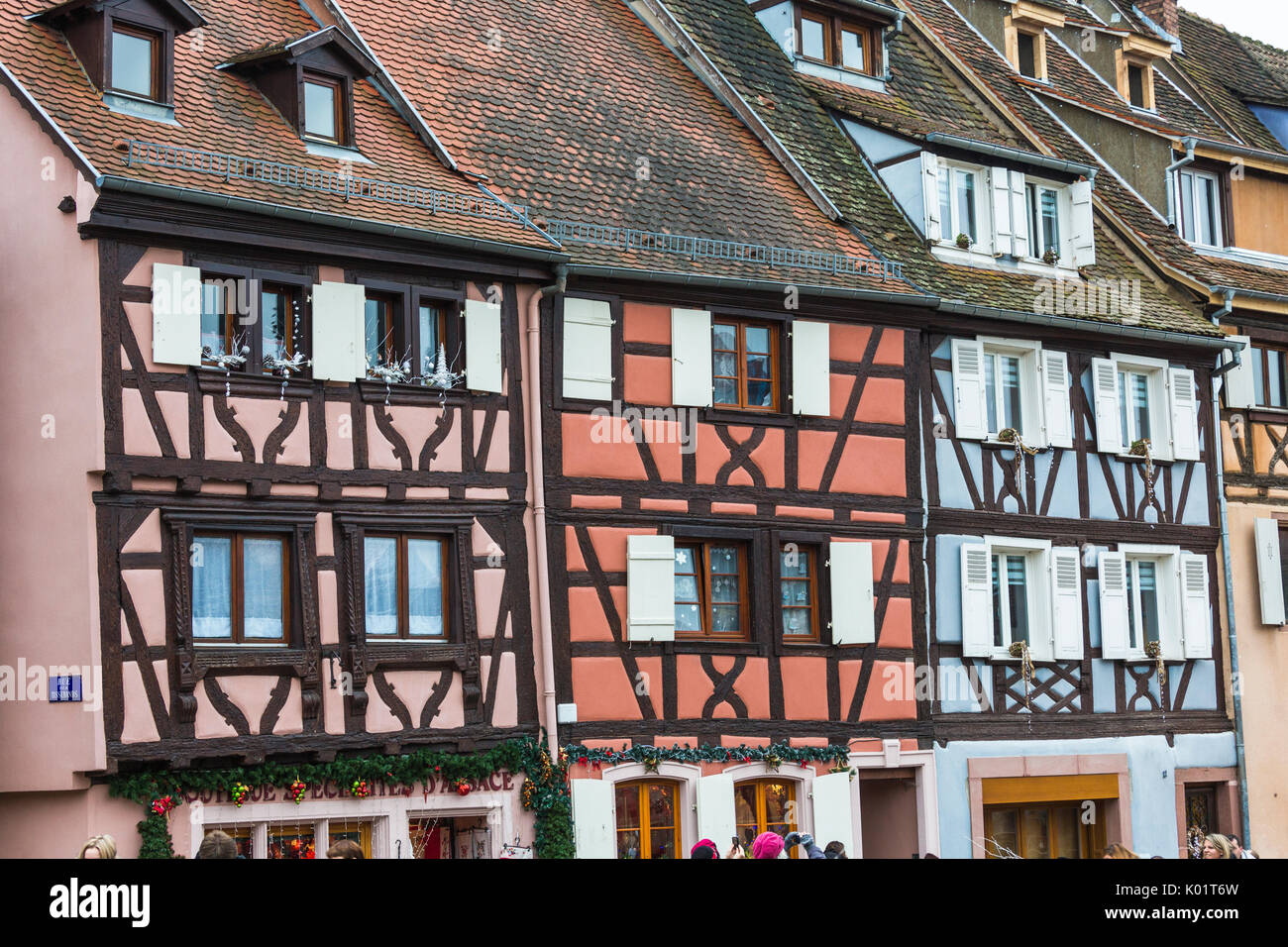 L'architecture typique de la vieille ville médiévale Petite Venise Colmar Haut-Rhin Alsace France Europe Banque D'Images