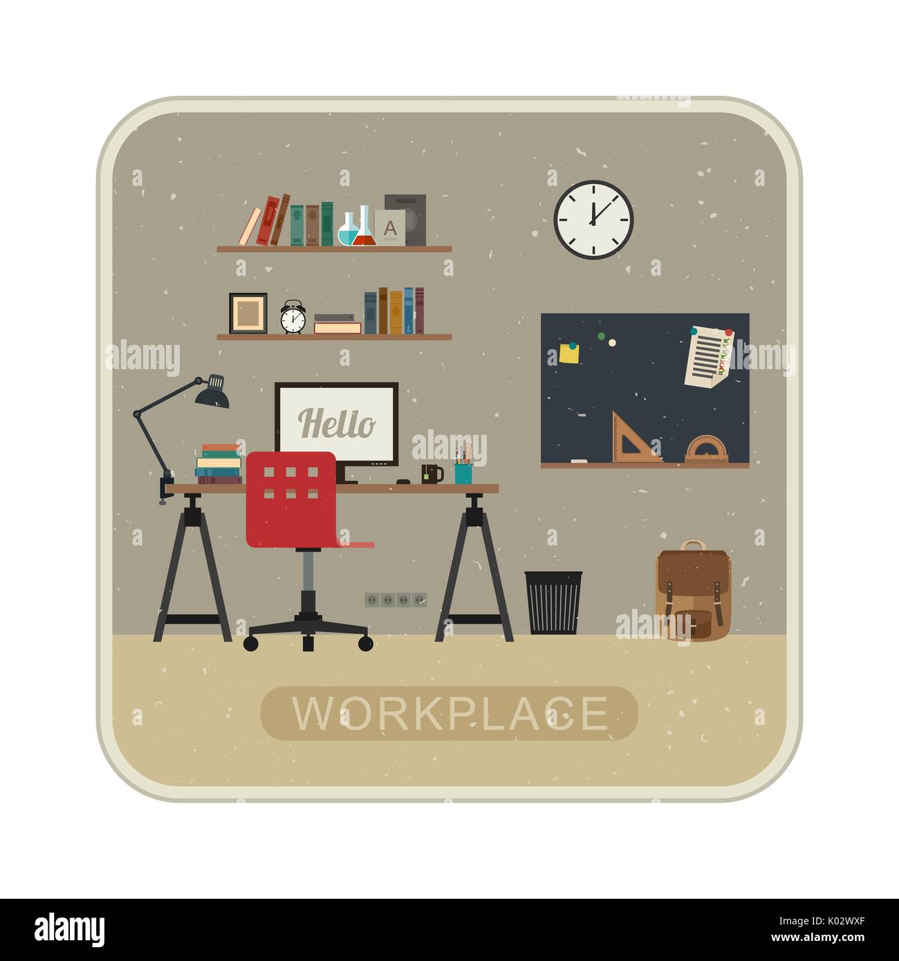 Travail en salle. Illustration de Vecteur