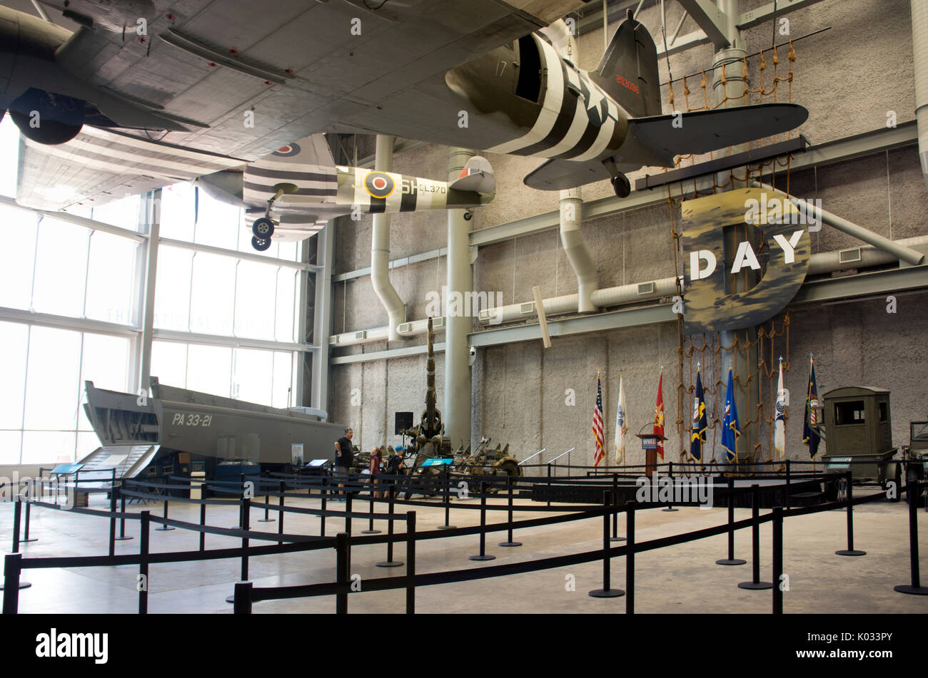 Vue de l'intérieur du Musée National de la seconde guerre mondiale, à New Orleans, LA. Banque D'Images