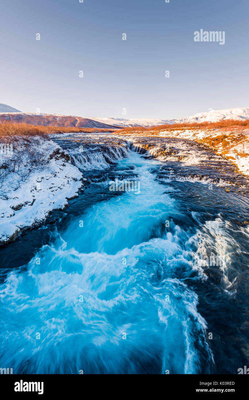 Bruarfoss Brekkuskógur, cascade, de l'Islande. Banque D'Images