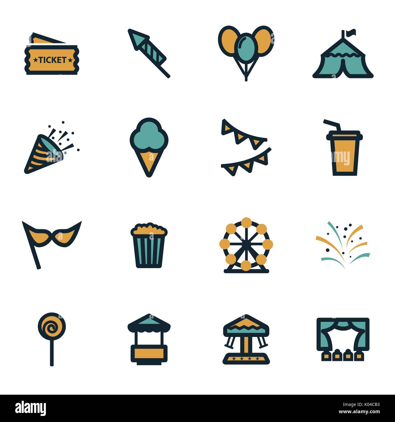 Télévision vecteur carnival icons set Illustration de Vecteur