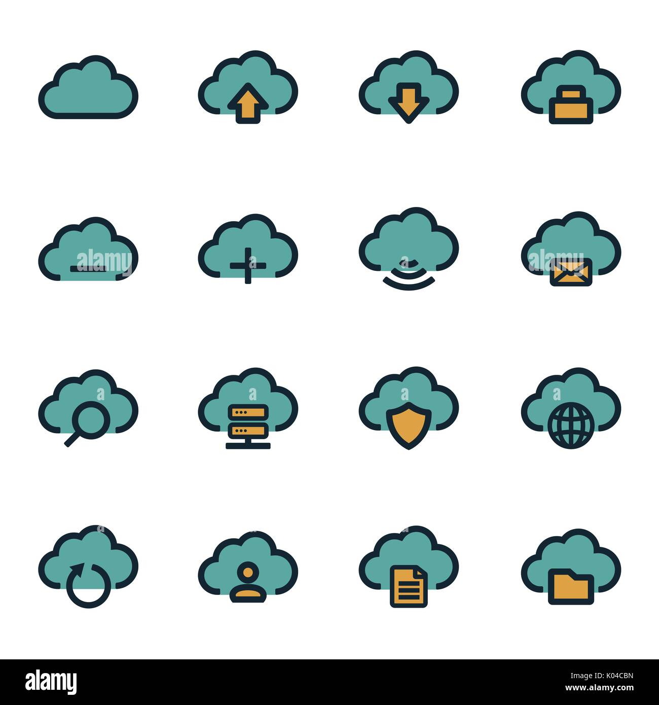 Télévision Vector icons set cloud Illustration de Vecteur
