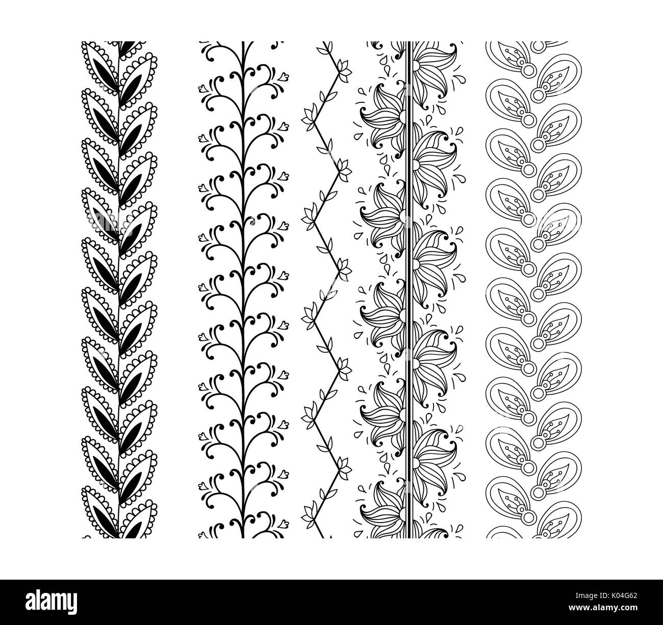 Définir les frontières d'ornement. Floral vecteur des éléments décoratifs. Illustration isolé sur fond blanc Illustration de Vecteur