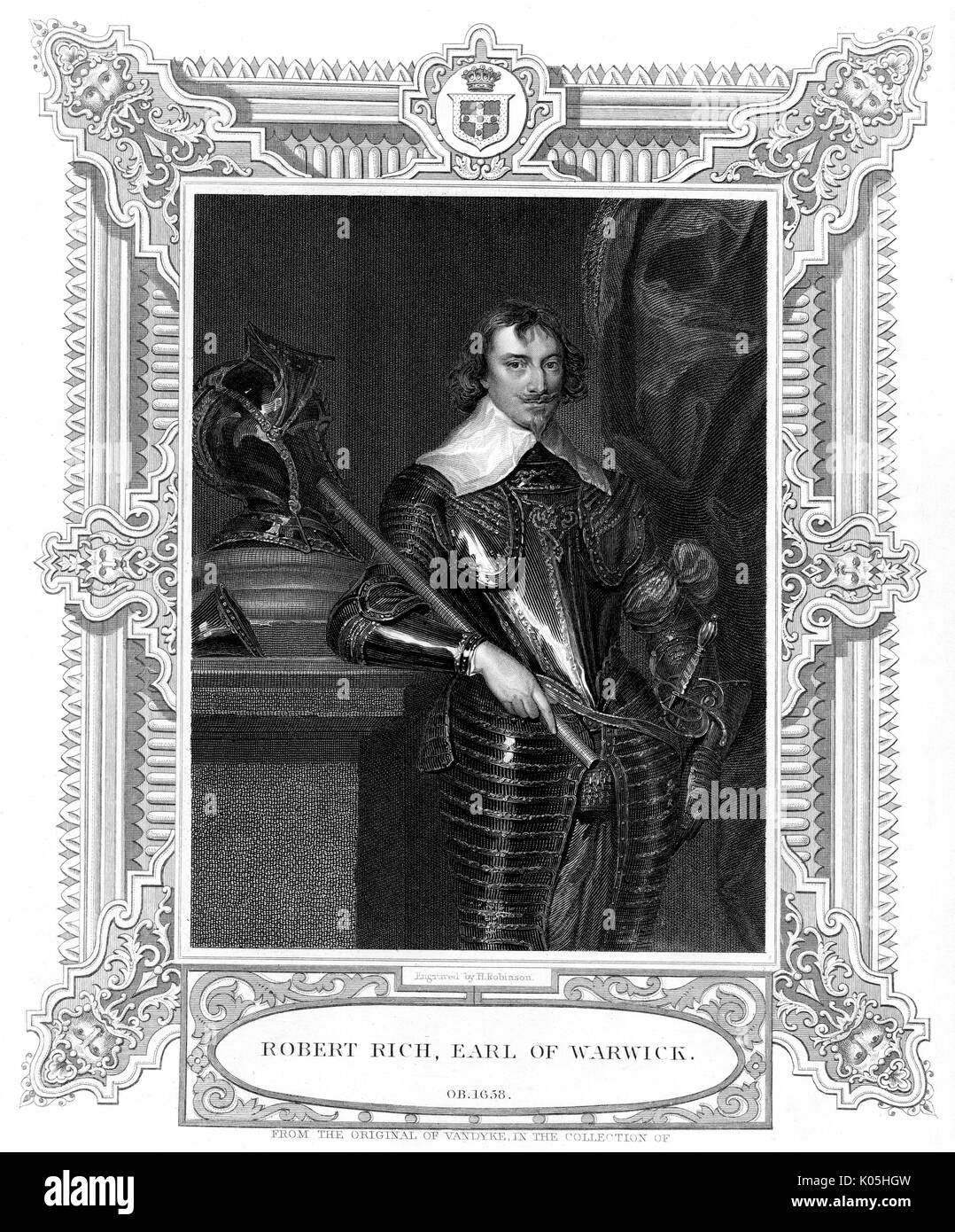 Sir Robert Rich (1587-1658), second comte de Warwick commandant naval, en particulier dans les Amériques Date : Banque D'Images