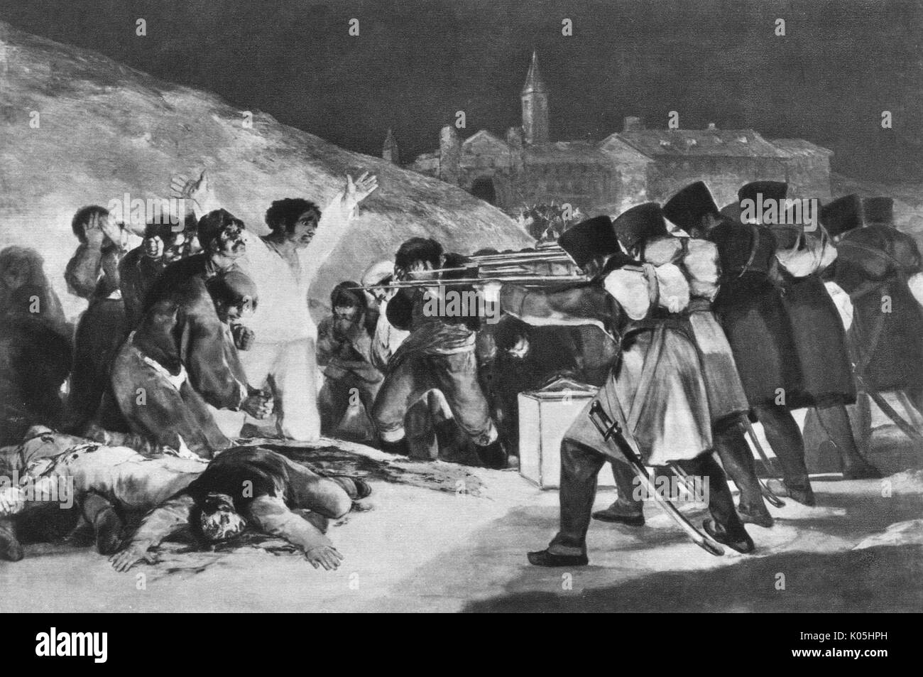 La guerre péninsulaire : les patriotes espagnols exécutés, 1808. Banque D'Images