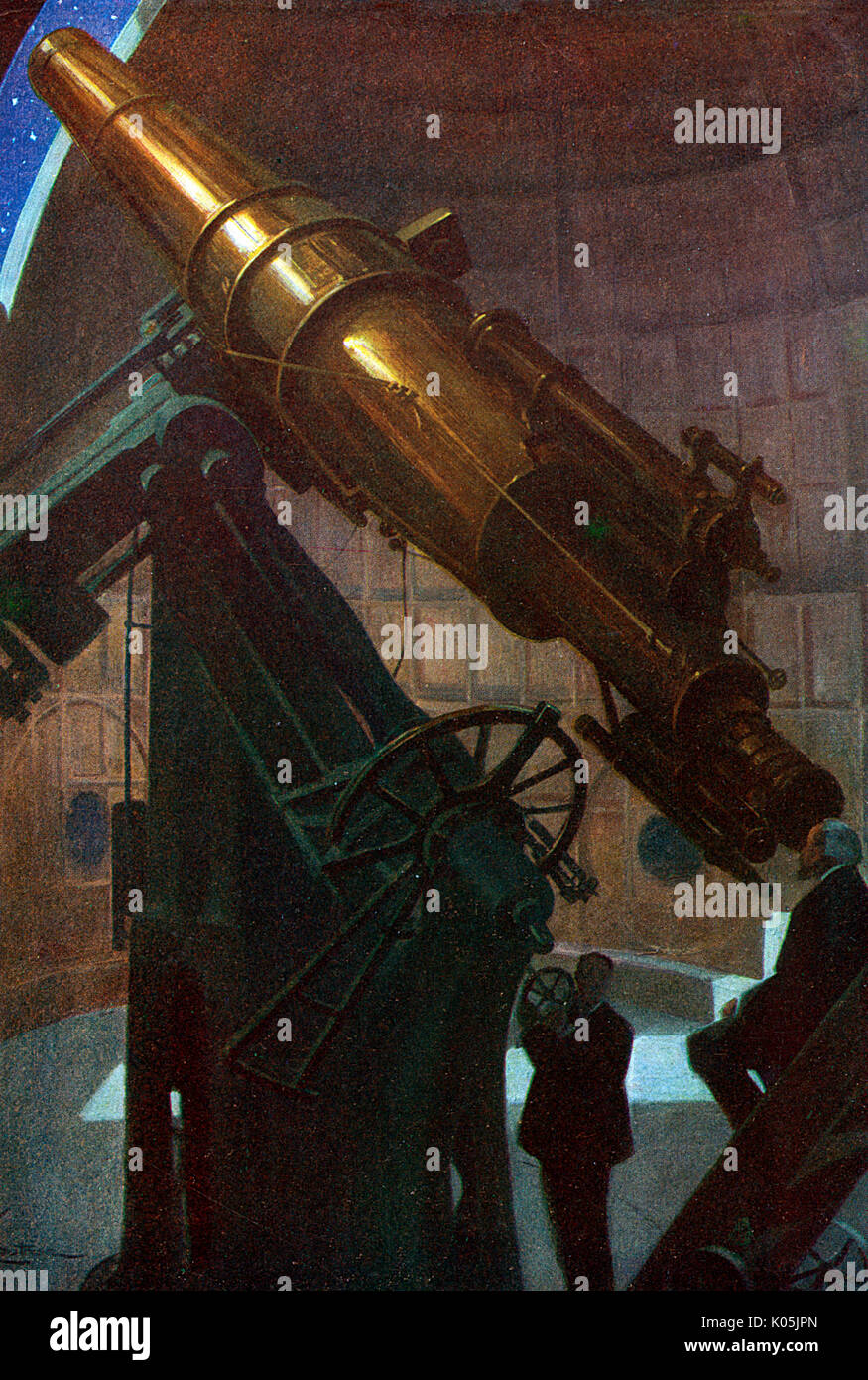Télescope astronomique à l'Observatoire de Paris, 1926. Banque D'Images