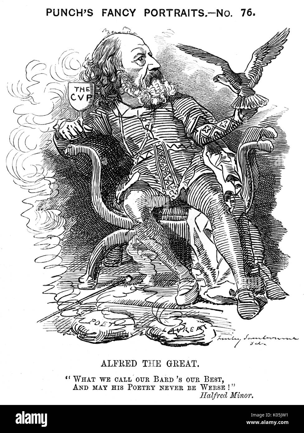 Portrait de dessin animé, Alfred Lord Tennyson Banque D'Images