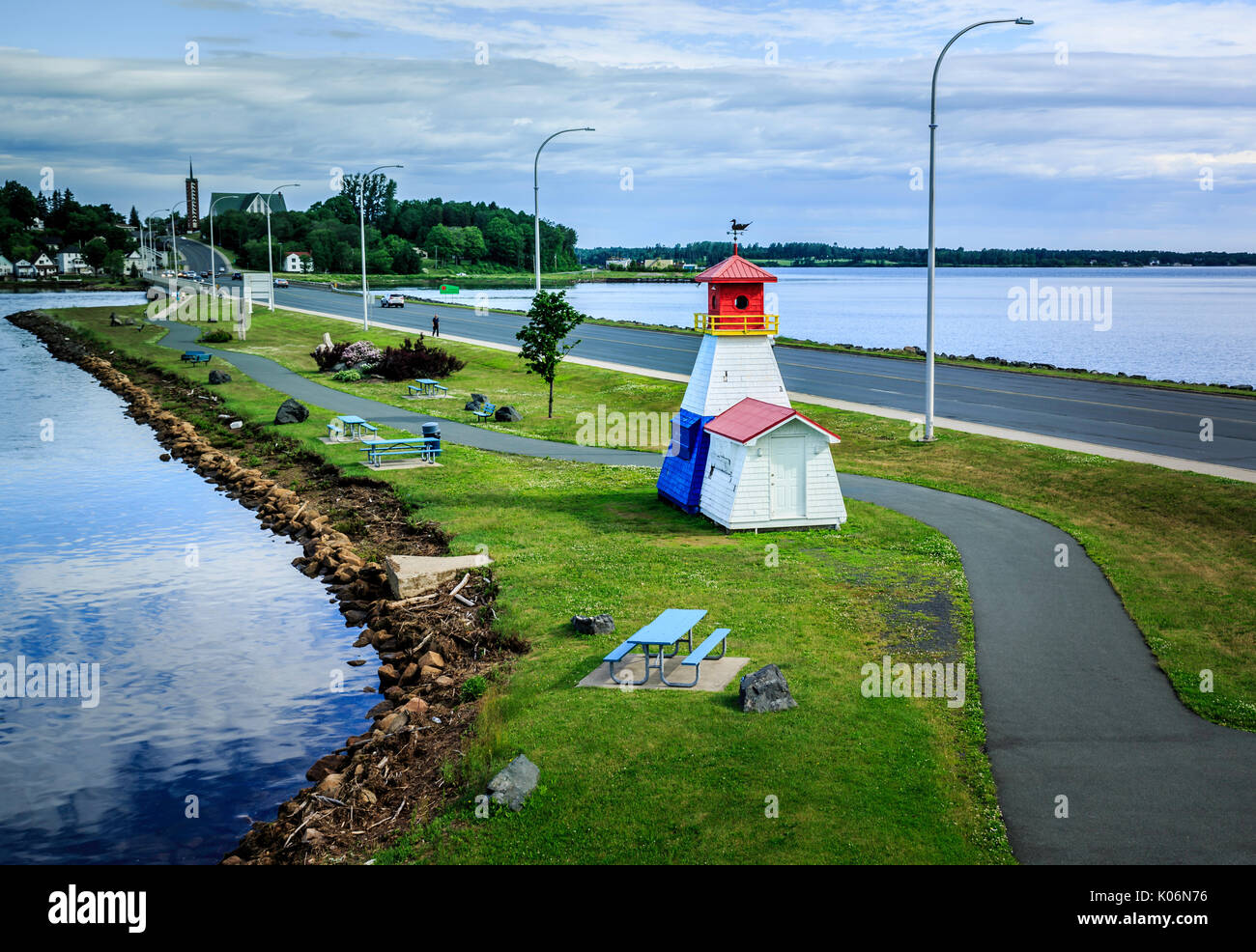 Phare miniature comme une attraction touristique, Bathurst, Nouveau-Brunswick, Canada Banque D'Images