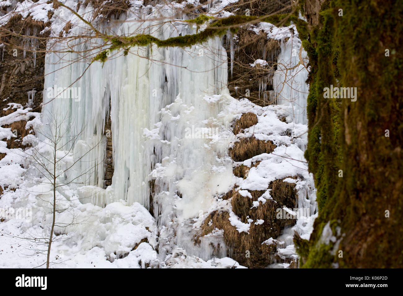 Frosty matin au chutes Rufabgo. Adygea Banque D'Images