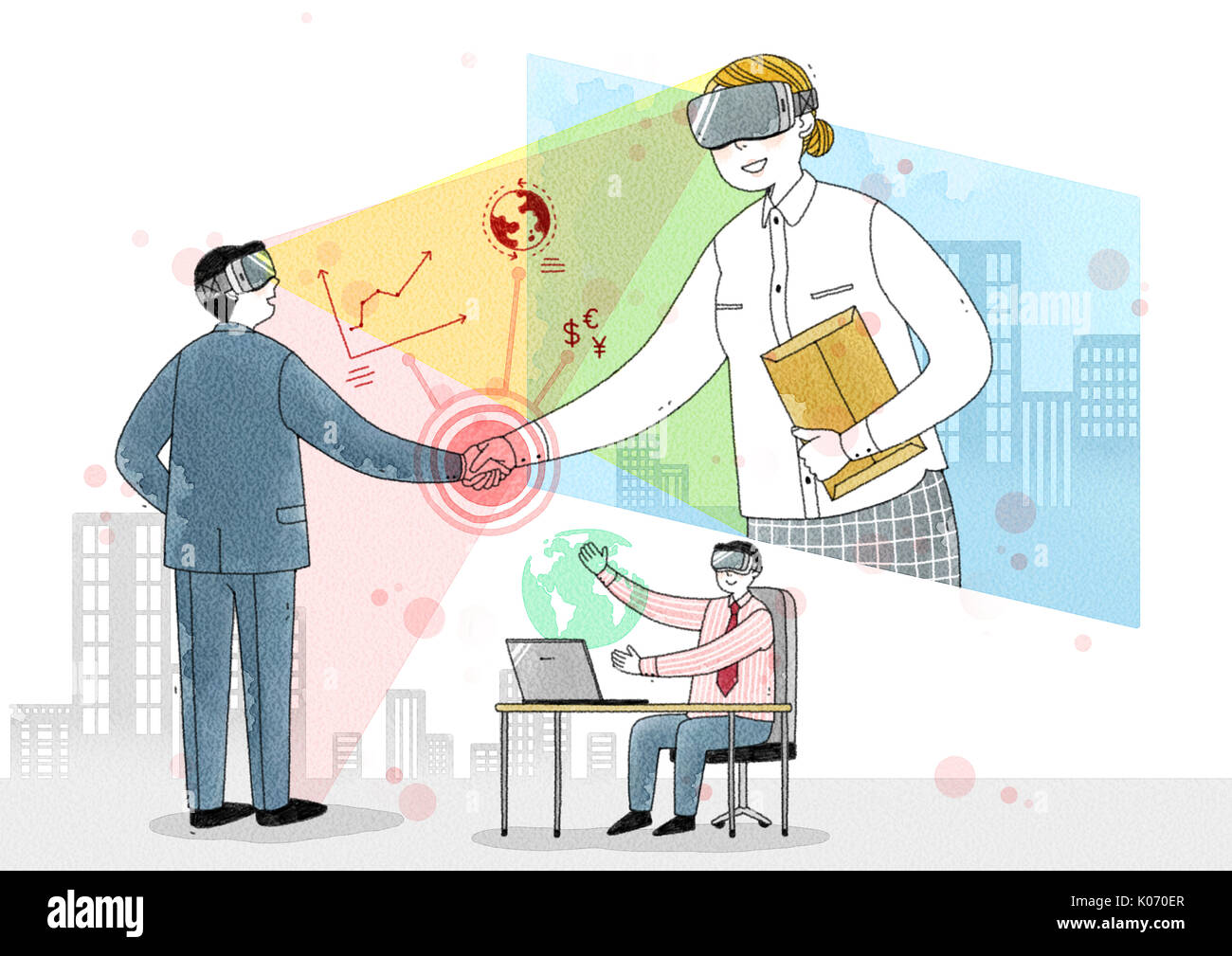 Global Business avec la réalité virtuelle Banque D'Images