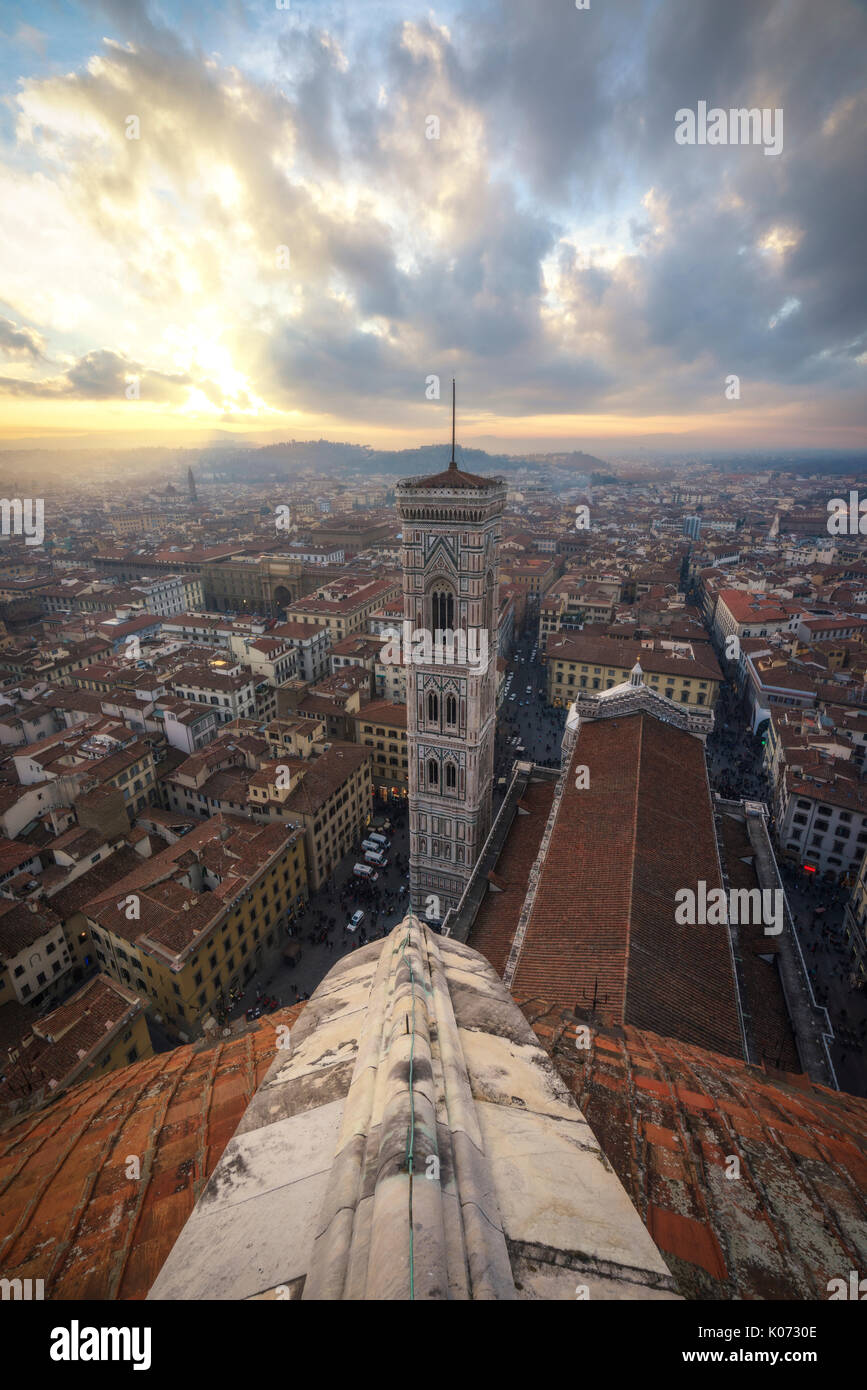 Florence, Toscane, Italie. Vue panoramique de Florence de la coupole de Brunelleschi Banque D'Images