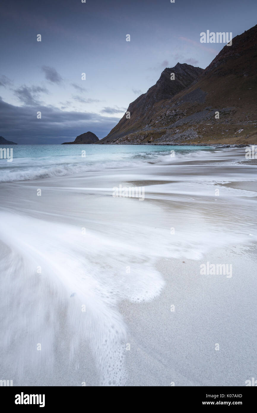 Haukland beach, îles Lofoten, Norvège Banque D'Images