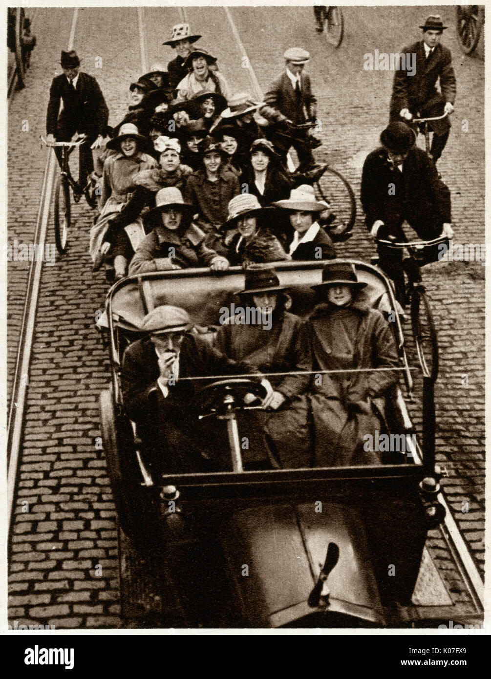 Grande grève de chemin de fer, crownded car 1919 Banque D'Images