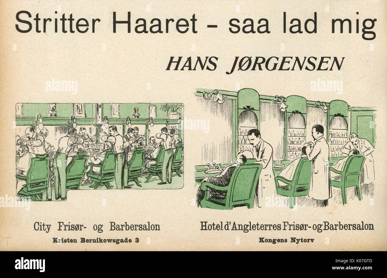 Deux salons de coiffure à Copenhague. Date : 1913 Banque D'Images