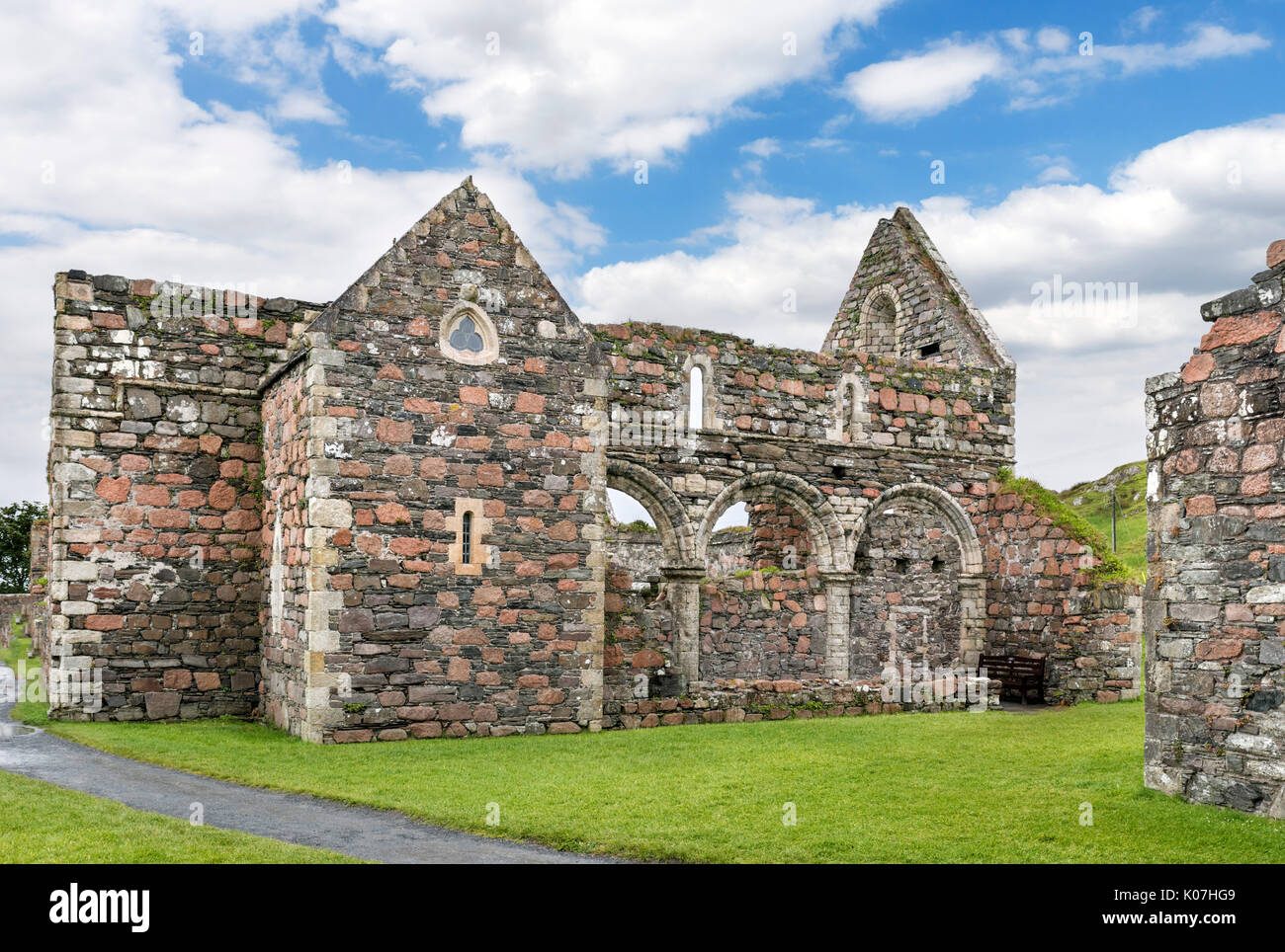 Ruines du couvent, un 13e siècle couvent Augustinien sur l'île d'Iona, Argyll and Bute, Ecosse, Royaume-Uni Banque D'Images