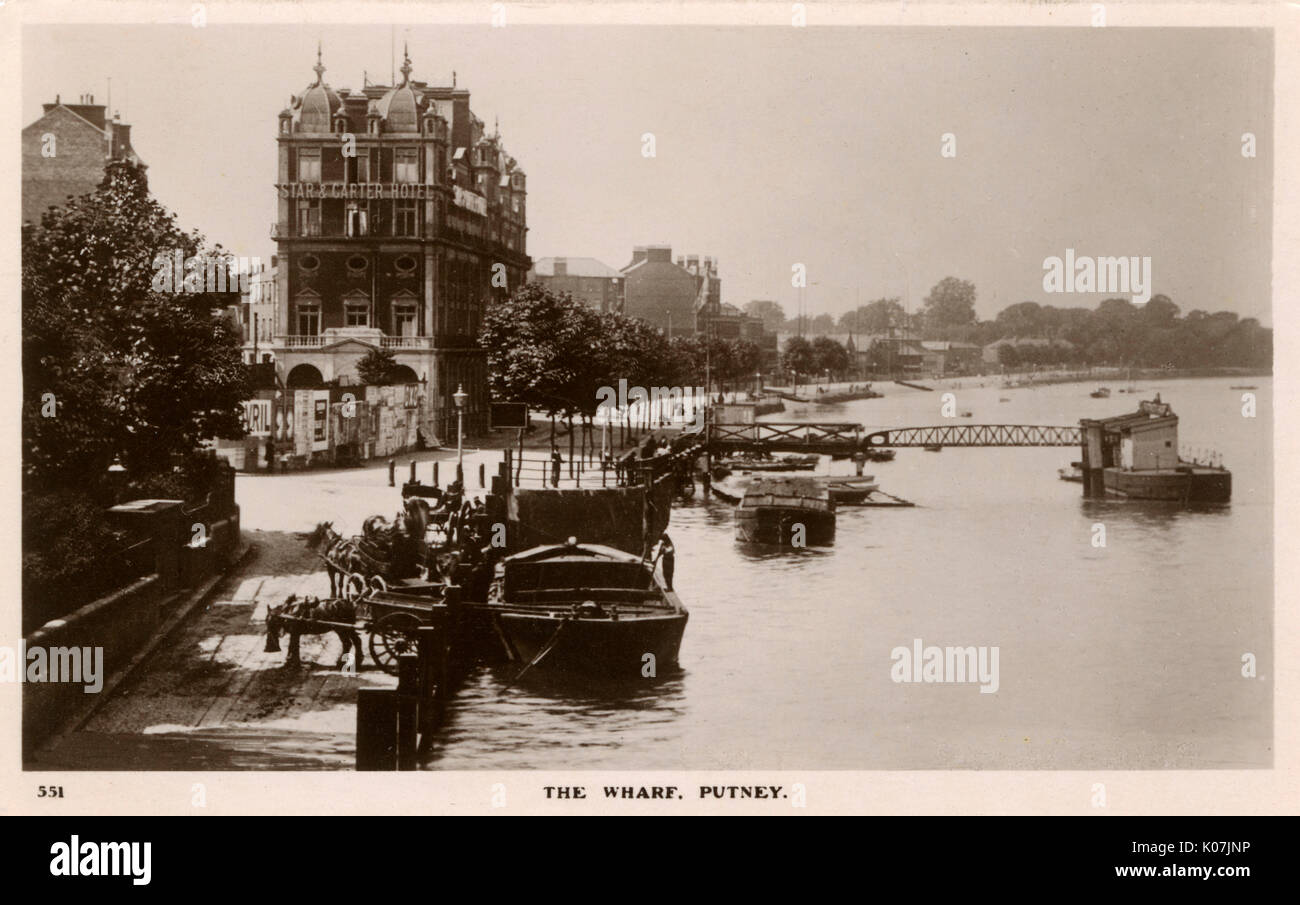 Londres - The Wharf, Putney avec le Star & Garter Hotel Banque D'Images